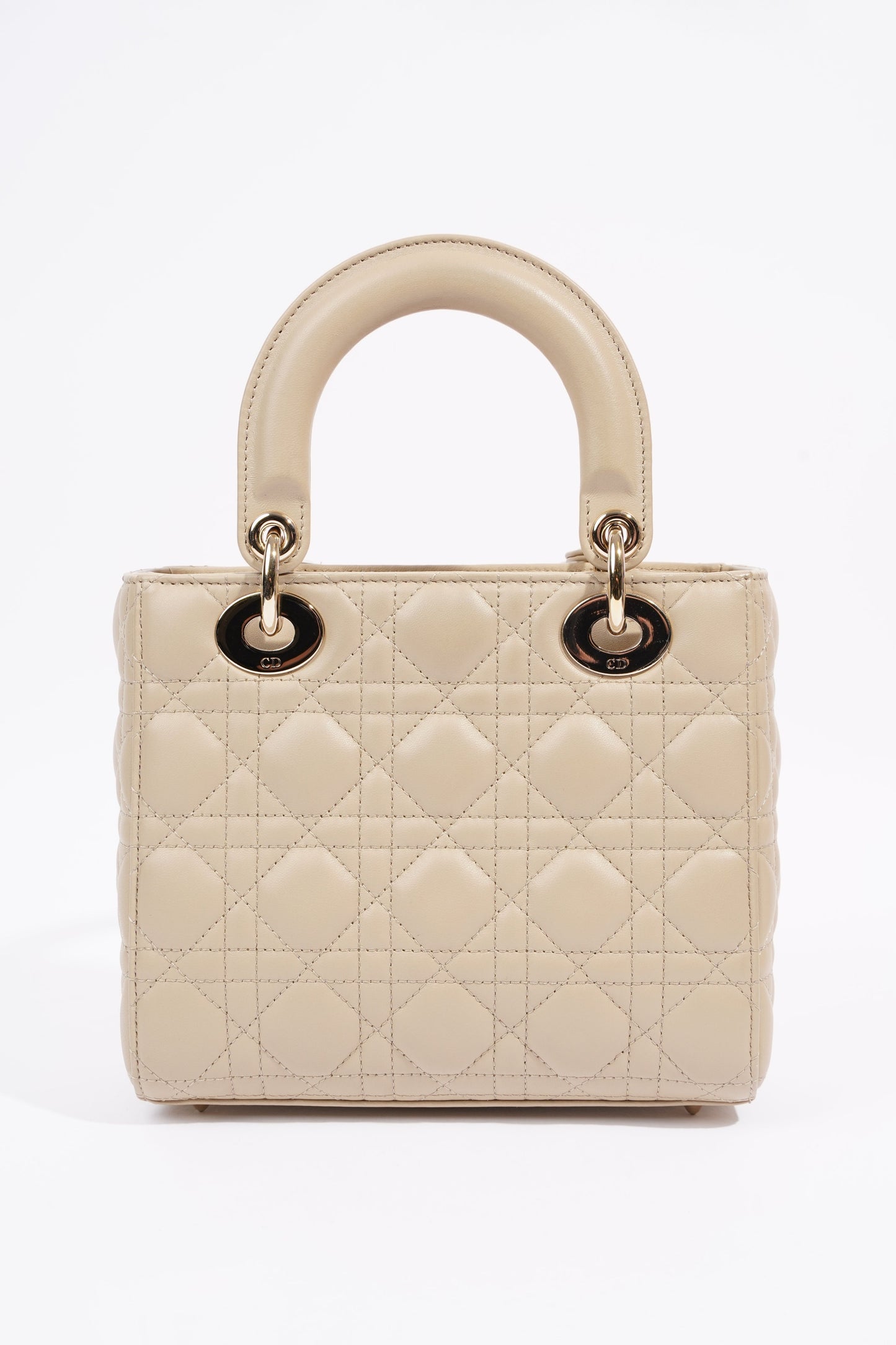 Christian Dior Lady Dior Cream Leather Small