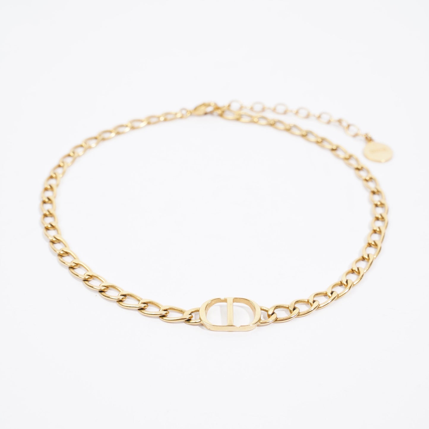 Christian Dior Petite CD Choker Necklace Gold Base Metal