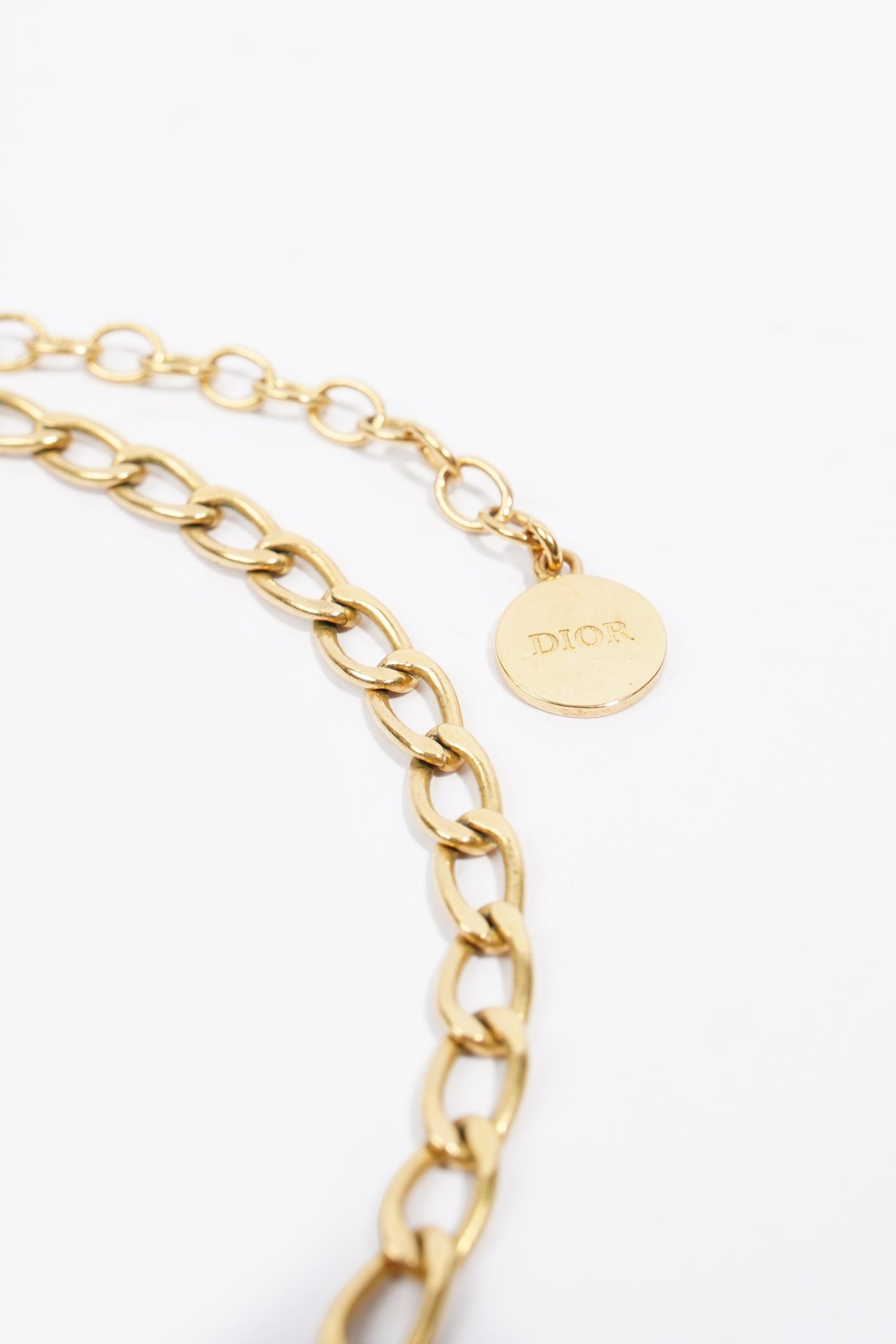Christian Dior Petite CD Choker Necklace Gold Base Metal