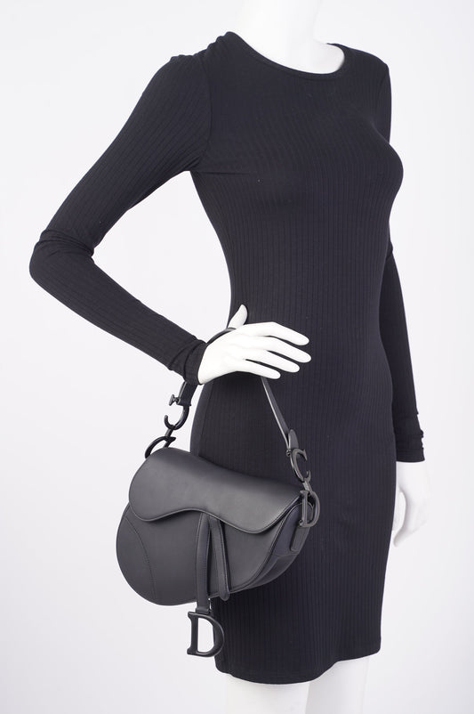 Christian Dior Ultra Matte Saddle Black Leather