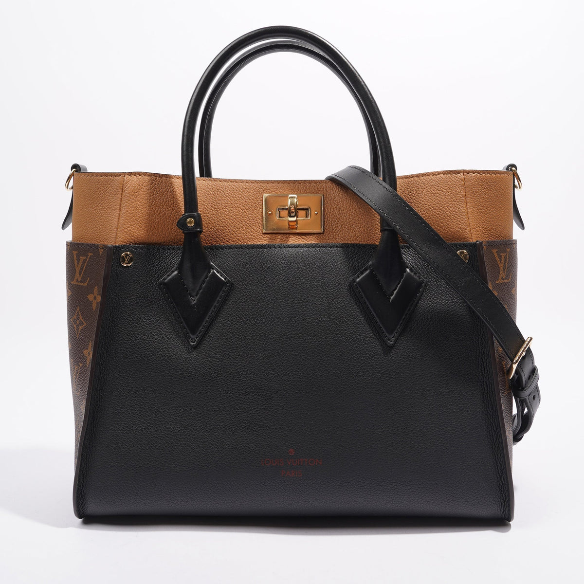 Louis Vuitton On My Side Black / Tan / Monogram Leather OS