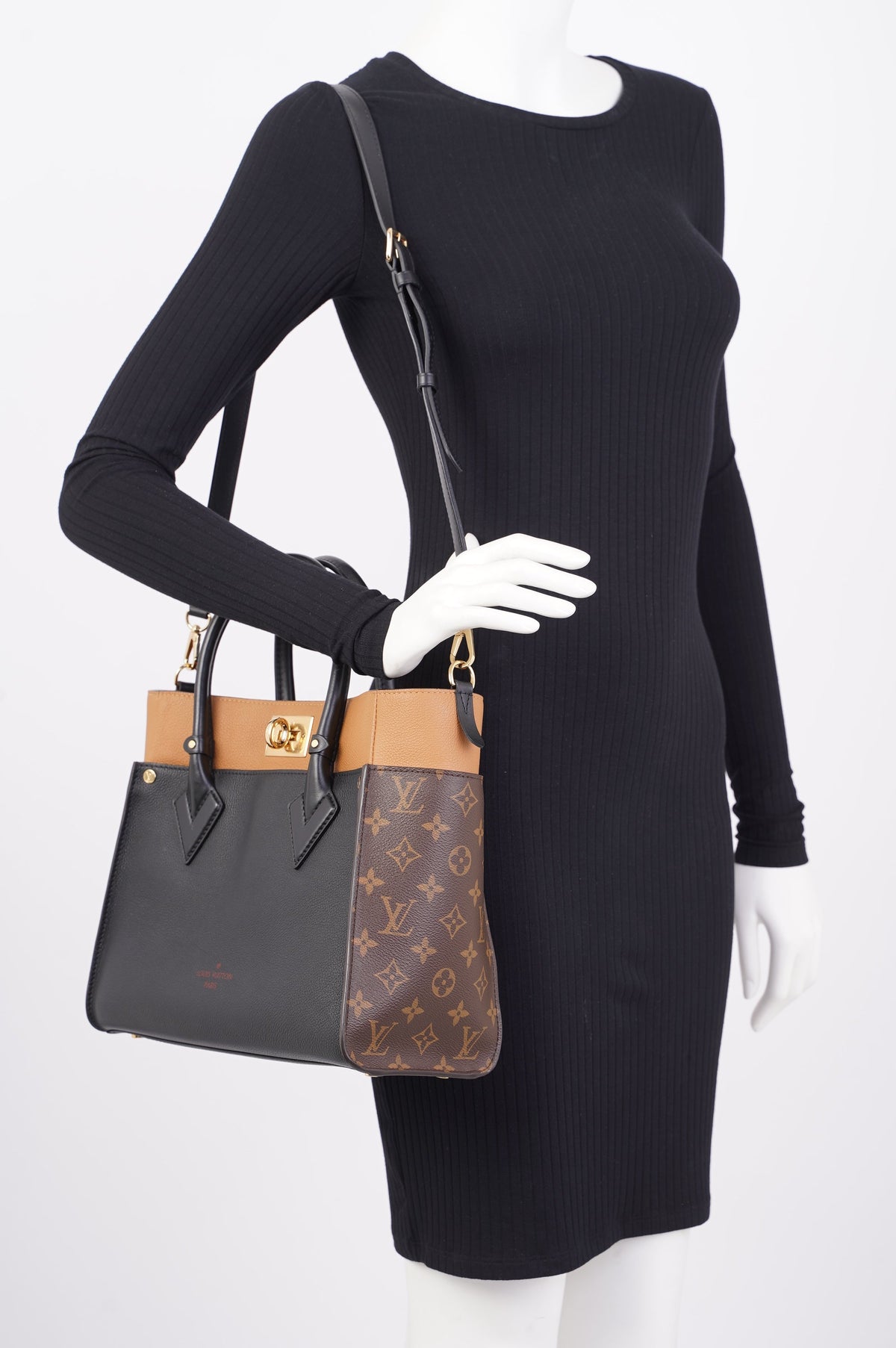 Louis Vuitton On My Side Black / Tan / Monogram Leather OS