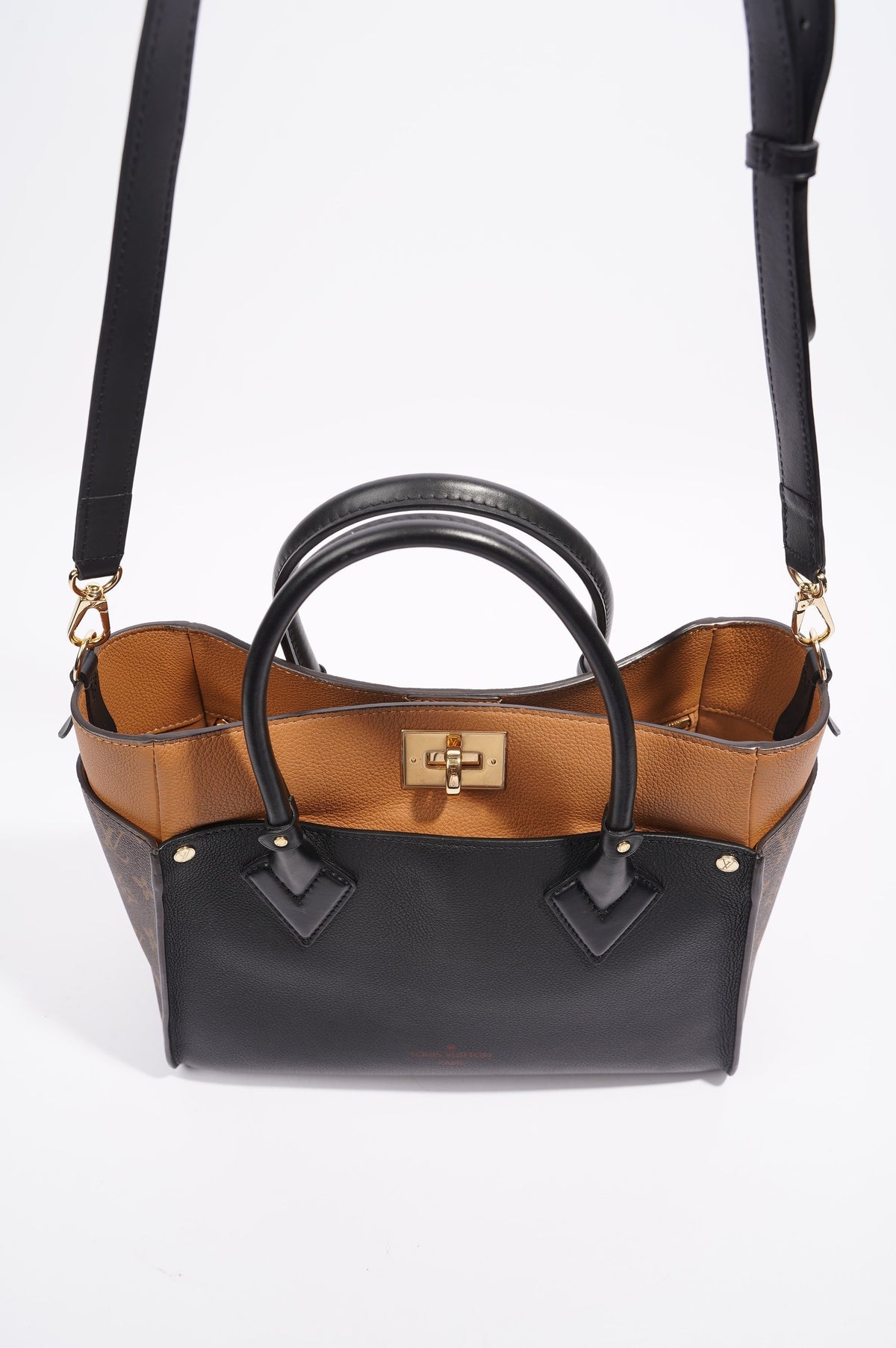 Louis Vuitton On My Side Black / Tan / Monogram Leather OS