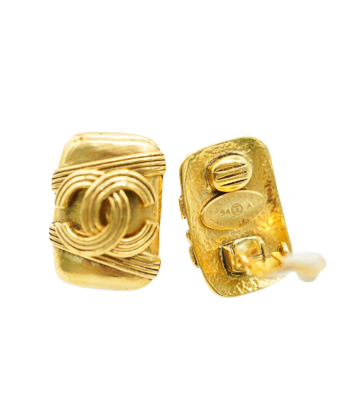 CHANEL EARRINGS SQUARE GOLD ACCESSORY 90271776	DBXS3625