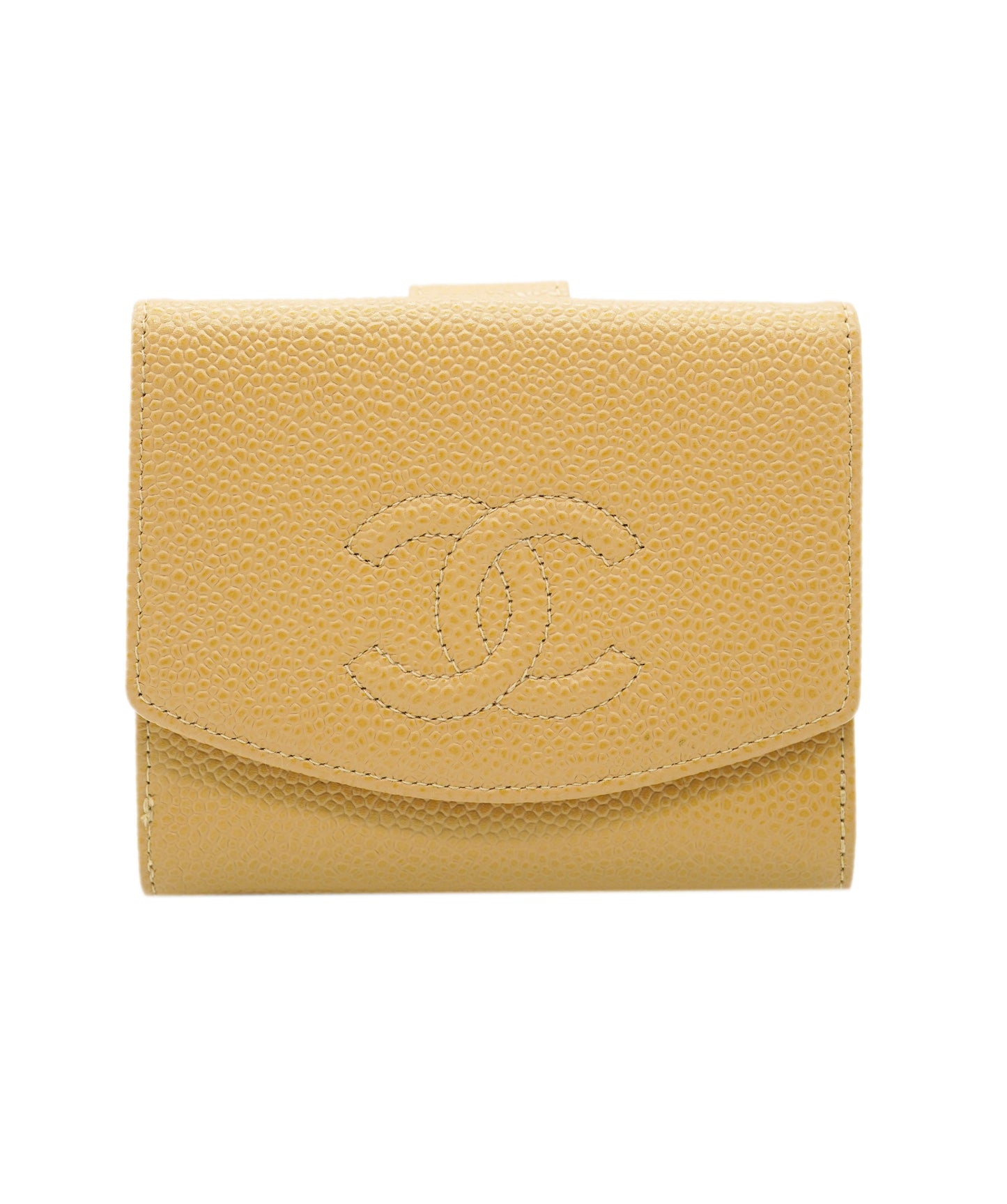 CHANEL VINTAGE BIFOLD COMPACT WALLET BEIGE DBXS3575
