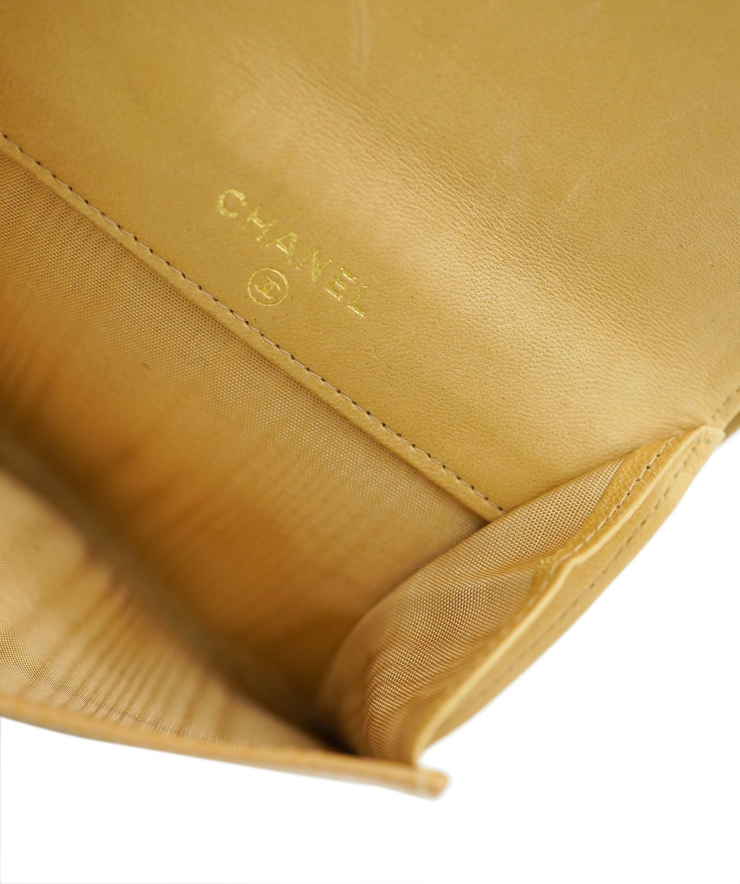 CHANEL VINTAGE BIFOLD COMPACT WALLET BEIGE DBXS3575