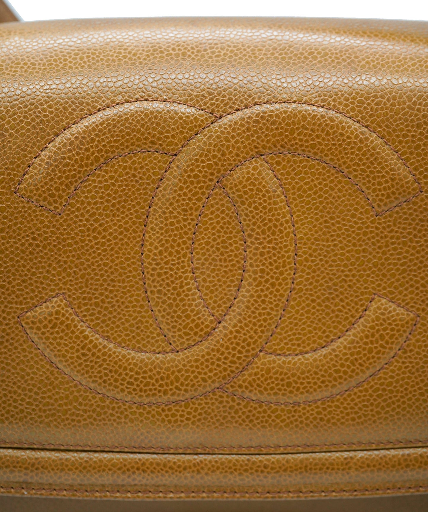 CHANEL VINTAGE BIG COCO SHOULDER BAG CAMEL CAVIAR SKIN 90234745 DBXS3590