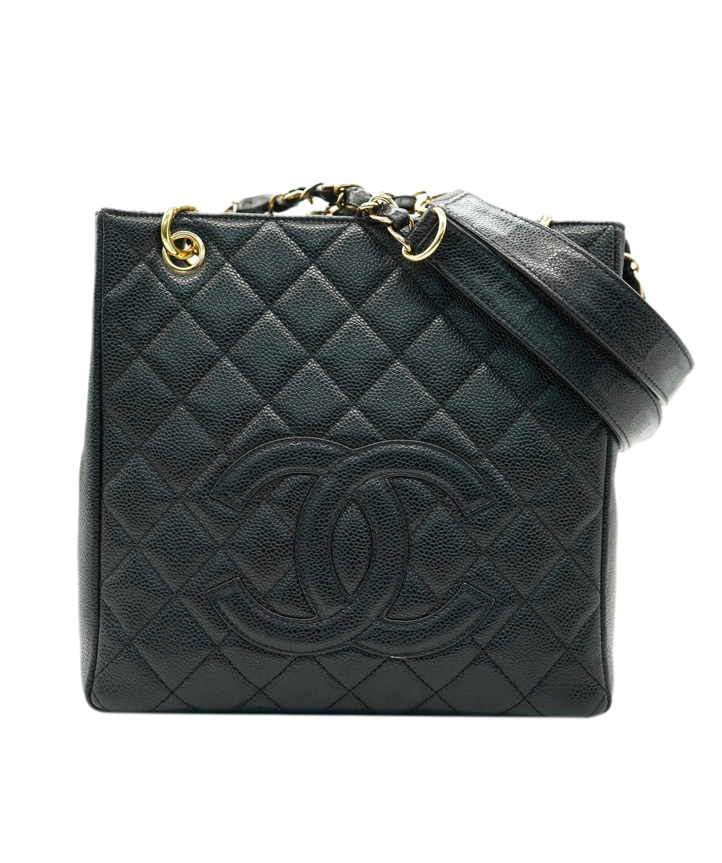 CHANEL VINTAGE PST CHAIN SHOULDER BAG BLACK CAVIAR SKIN 90269945 DBXS3591