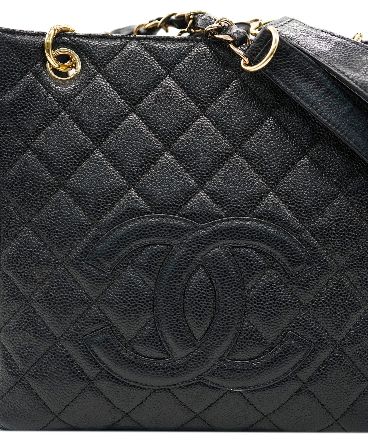 CHANEL VINTAGE PST CHAIN SHOULDER BAG BLACK CAVIAR SKIN 90269945 DBXS3591