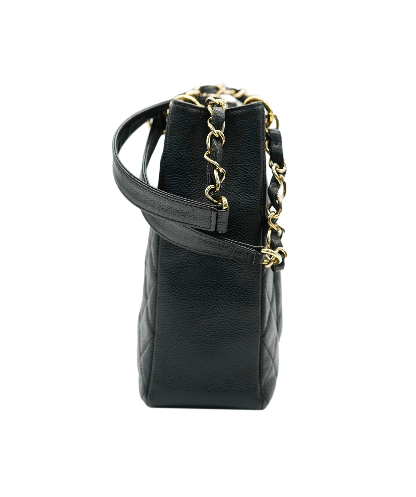 CHANEL VINTAGE PST CHAIN SHOULDER BAG BLACK CAVIAR SKIN 90269945 DBXS3591