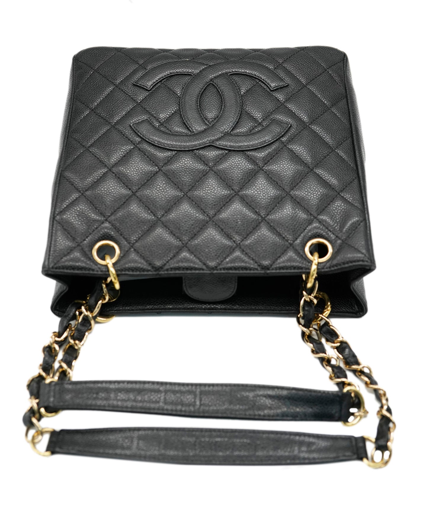 CHANEL VINTAGE PST CHAIN SHOULDER BAG BLACK CAVIAR SKIN 90269945 DBXS3591