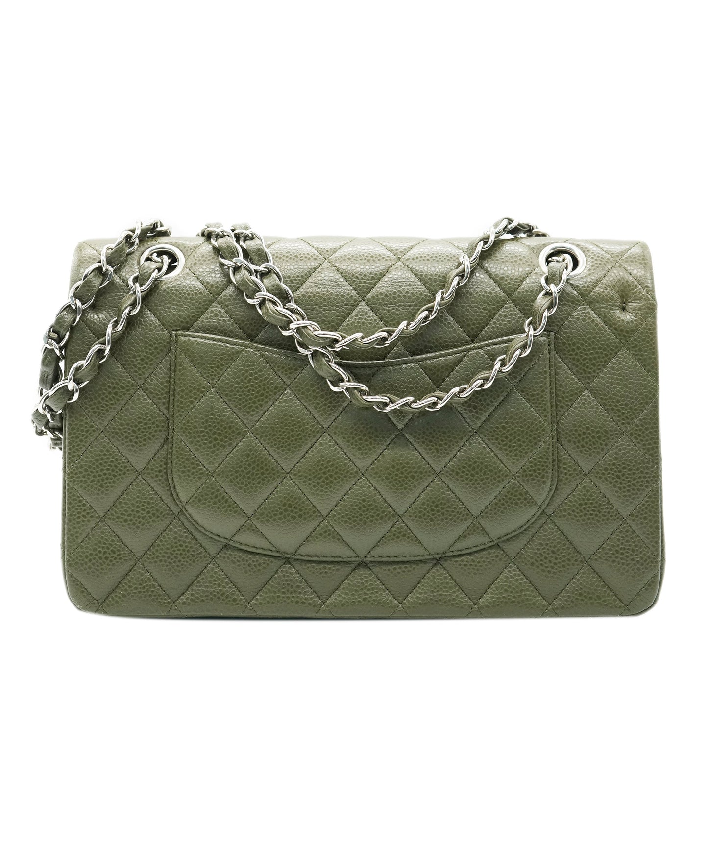 Chanel Dark Green Caviar Classic Double Flap with SHW ALC2216