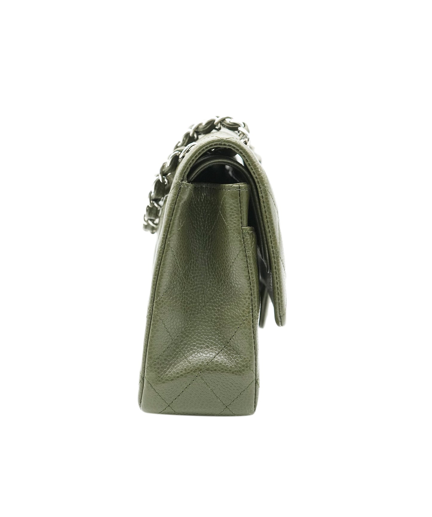 Chanel Dark Green Caviar Classic Double Flap with SHW ALC2216