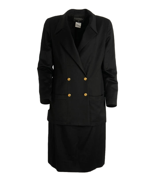 Chanel Black CC Button Vintage Suit Set  ALC2235