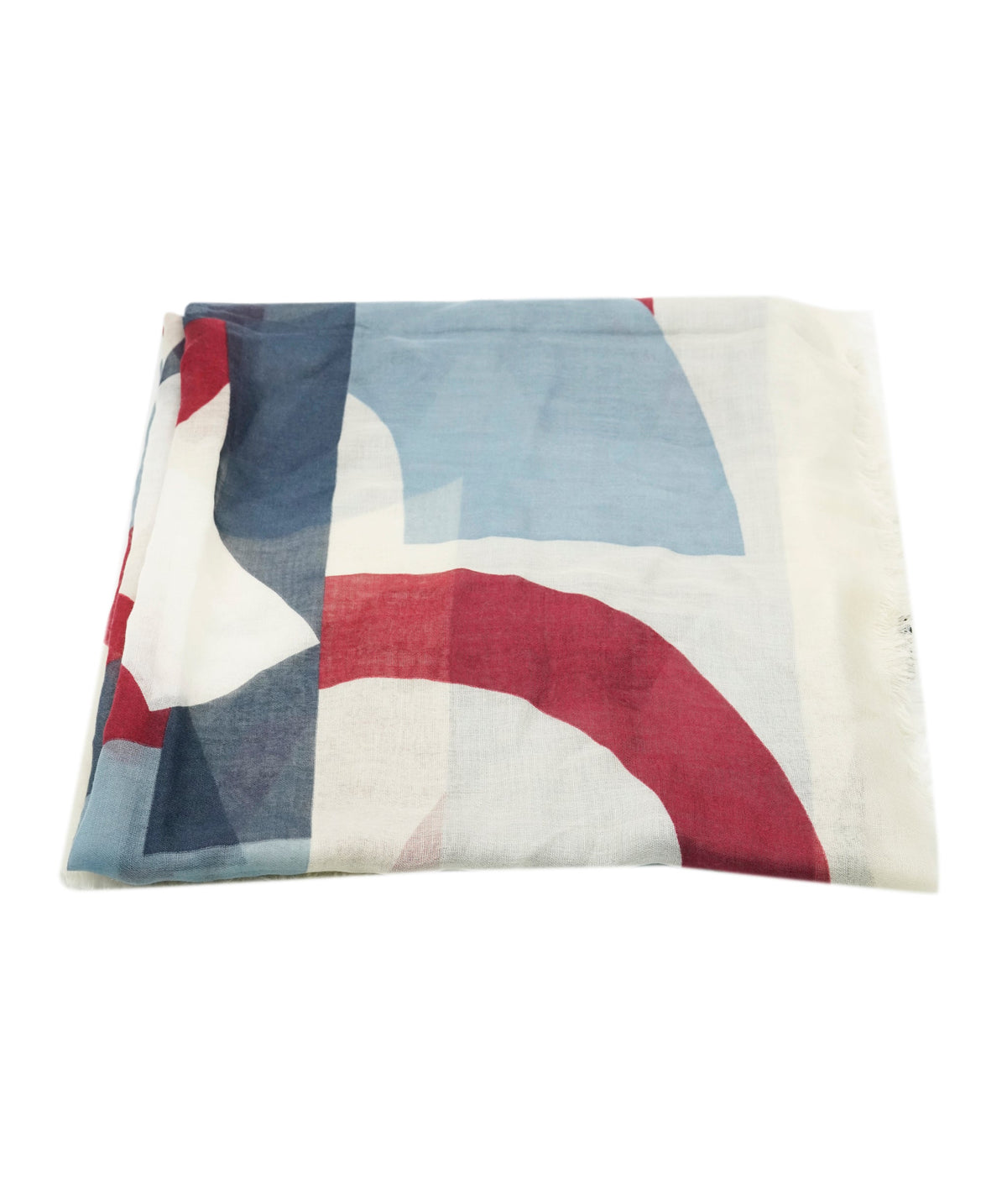 Chanel large cashmere scarf, multicolored, blue, white, grey, red