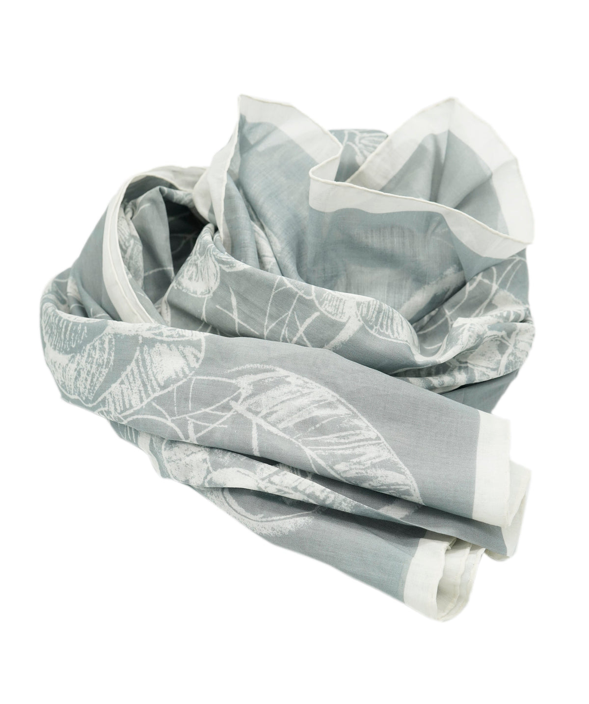 Chanel large scarf/Pareo with its pouch, grey with white camelias DBXS3512