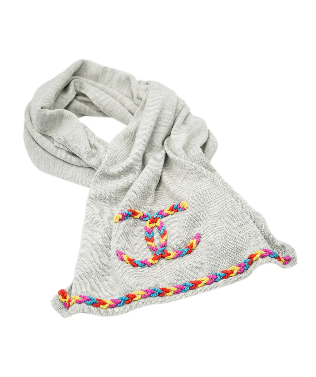 Chanel Long scarf, grey, cashmere, wool and silk, excellent conditions, with box DBXS3371