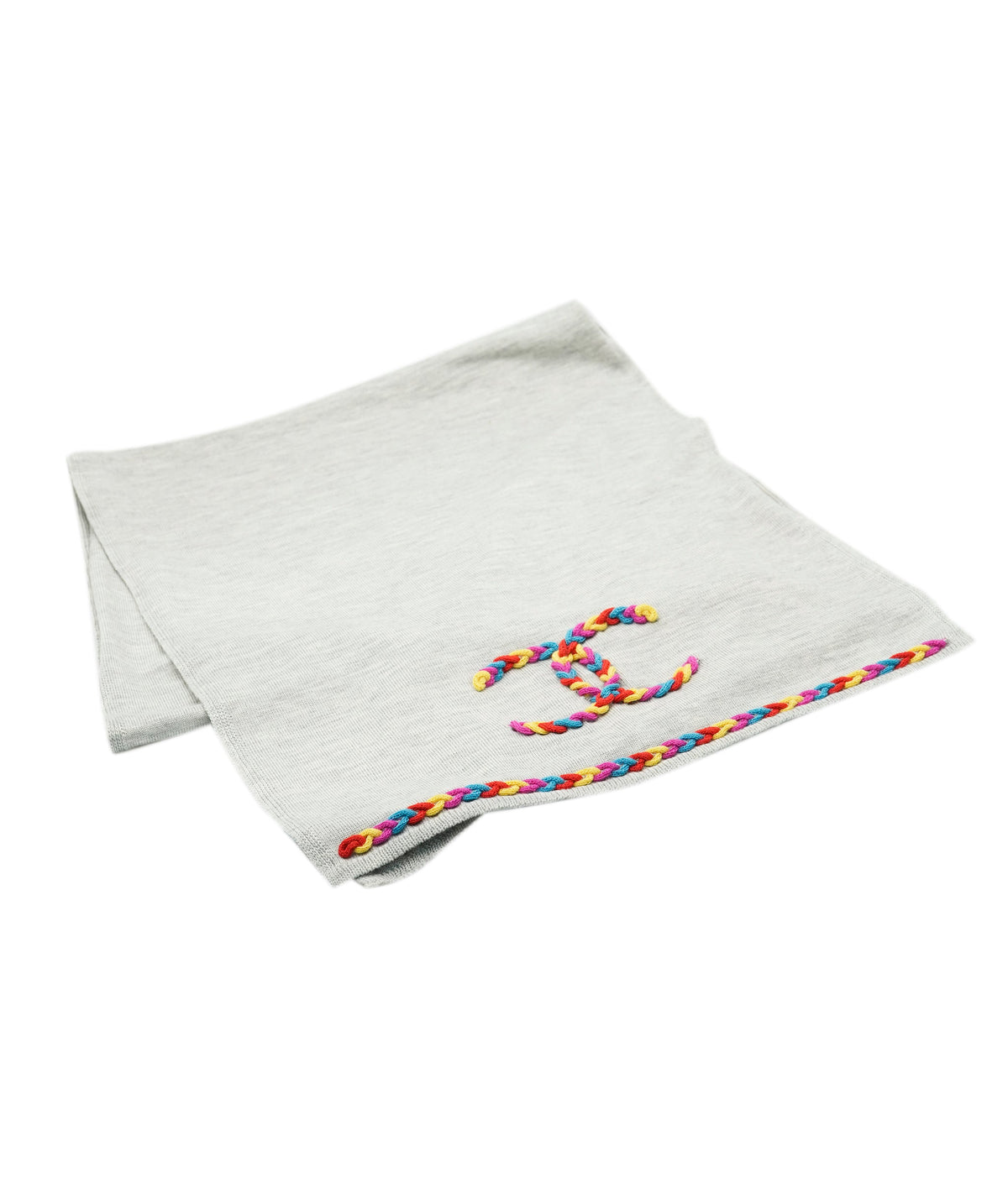 Chanel Long scarf, grey, cashmere, wool and silk, excellent conditions, with box DBXS3371