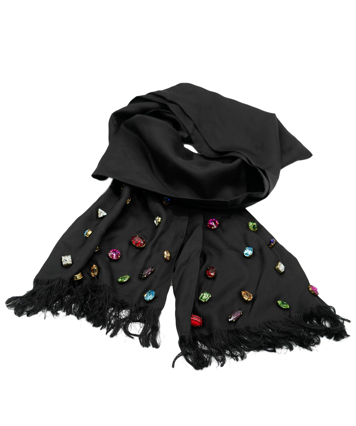Chanel navy scarf silk with perles  DXBS3774