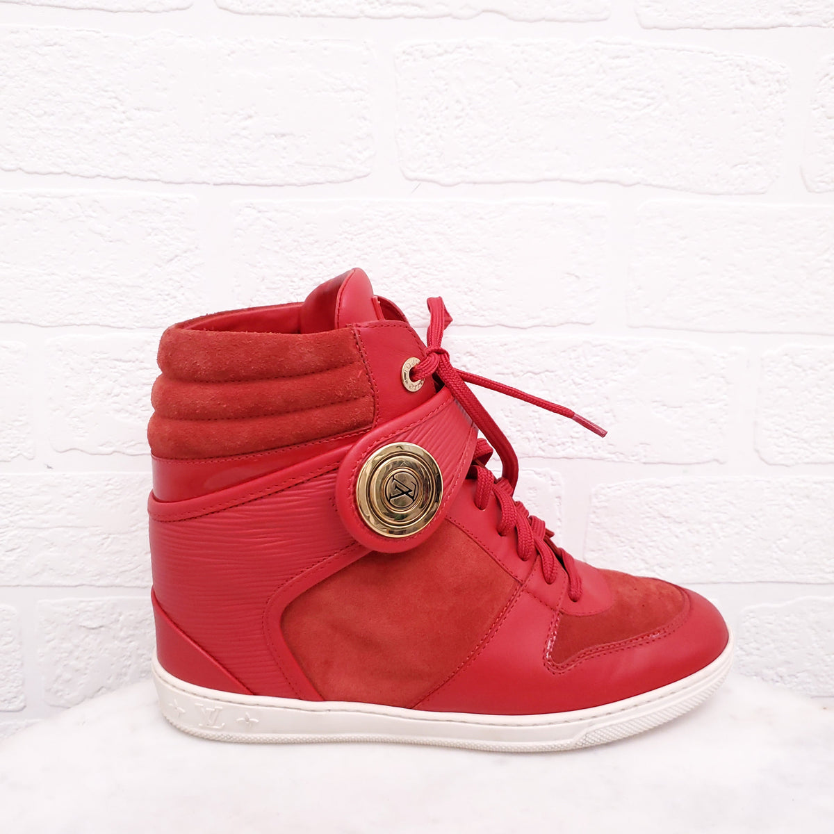 LOUIS VUITTON RED HIGH TOP SNEAKERS - SIZE 37