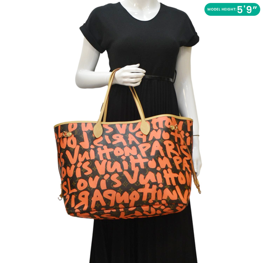 LOUIS VUITTON Neverfull GM Monogram Graffiti Tote Bag Orange