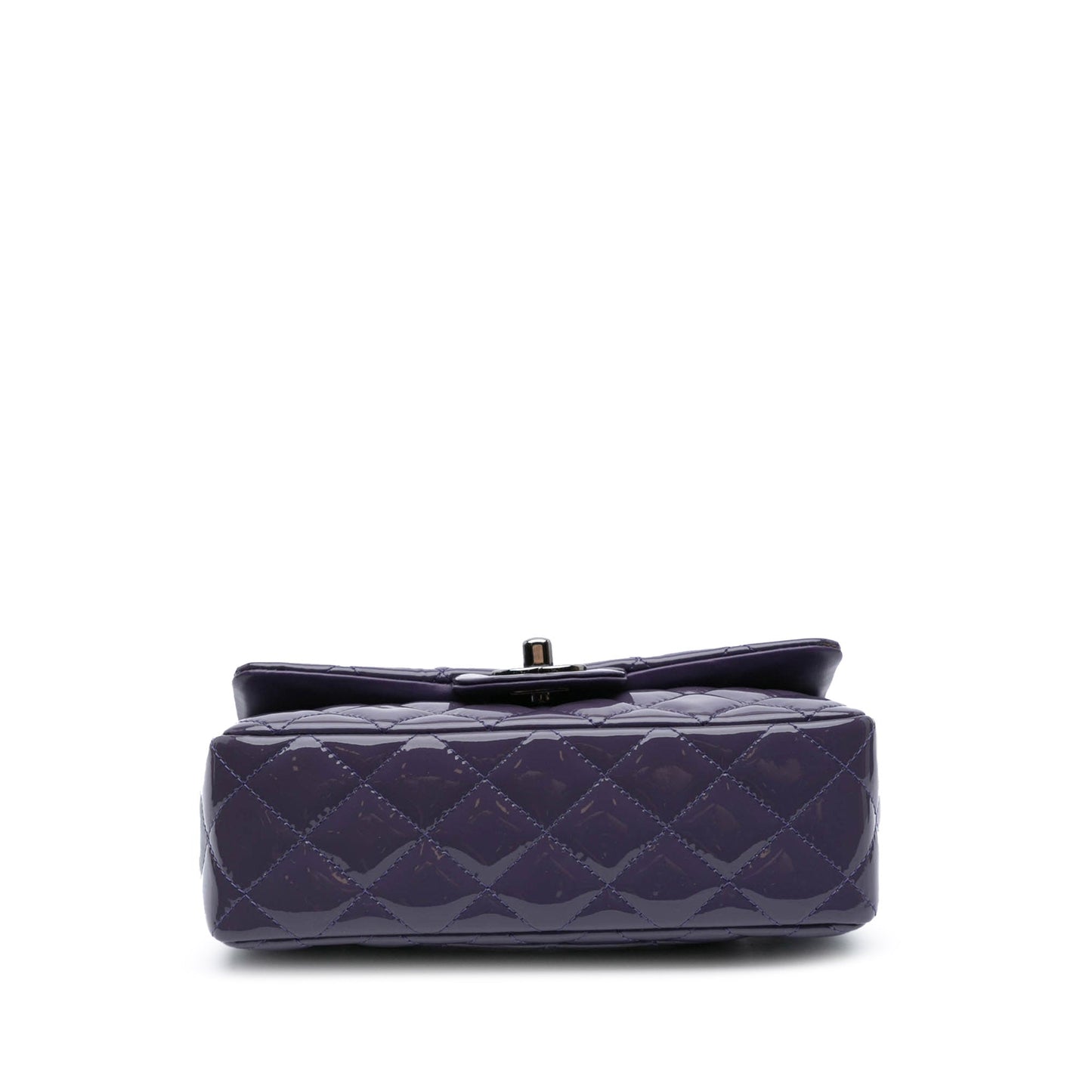 Purple Chanel Mini Rectangular Classic Patent Single Flap Crossbody Bag