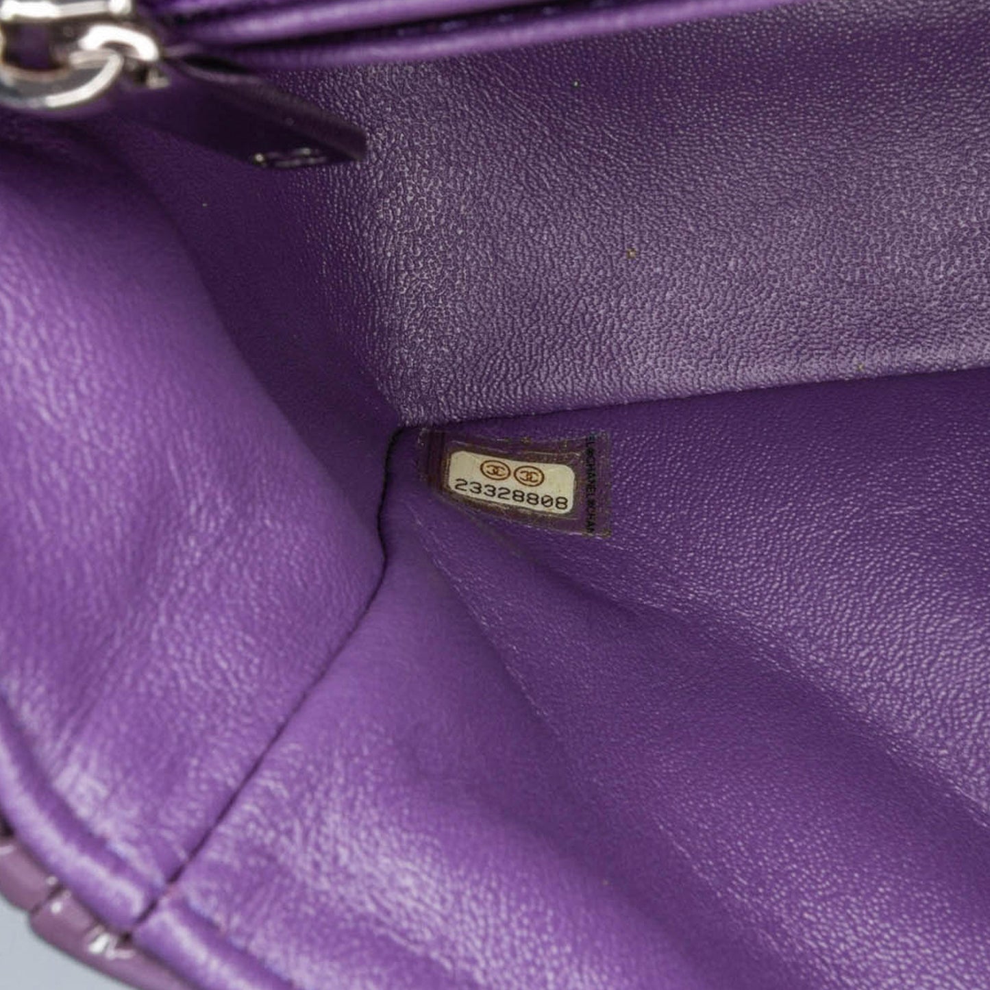 Purple Chanel Mini Rectangular Classic Patent Single Flap Crossbody Bag