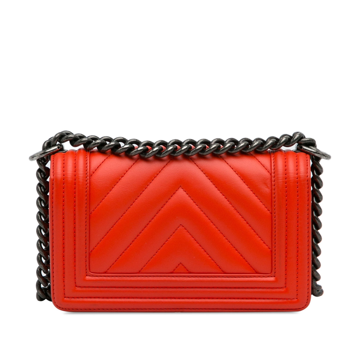 Red Chanel Small Chevron Boy Flap Bag