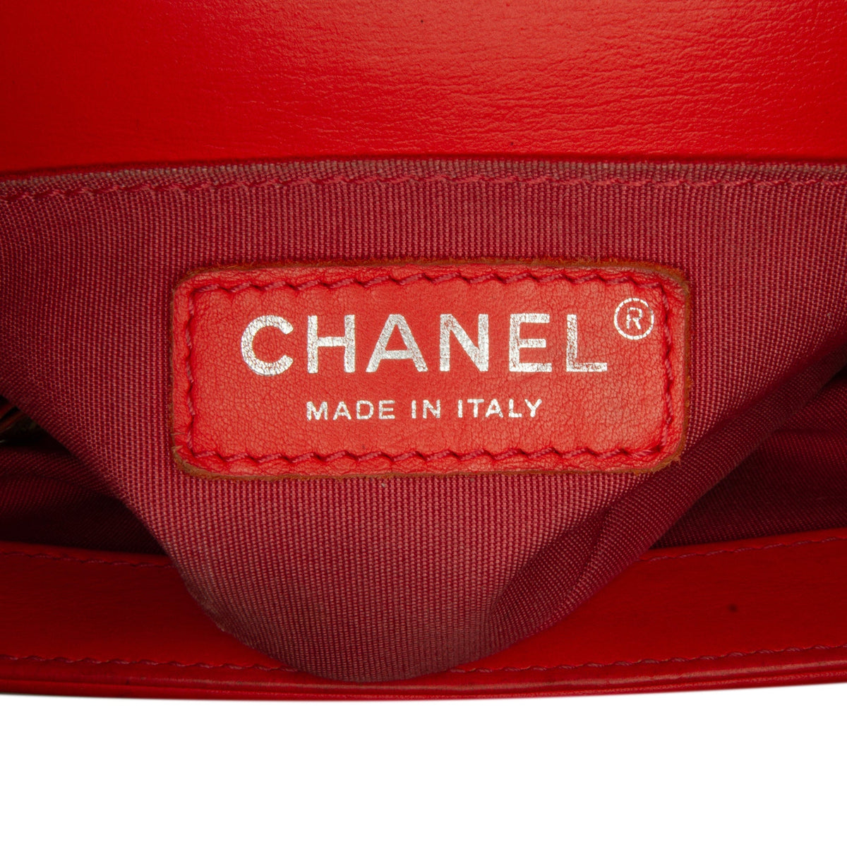 Red Chanel Small Chevron Boy Flap Bag