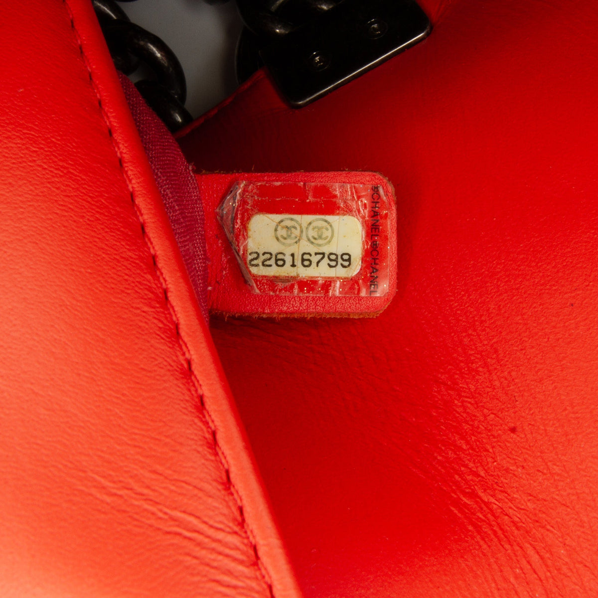 Red Chanel Small Chevron Boy Flap Bag