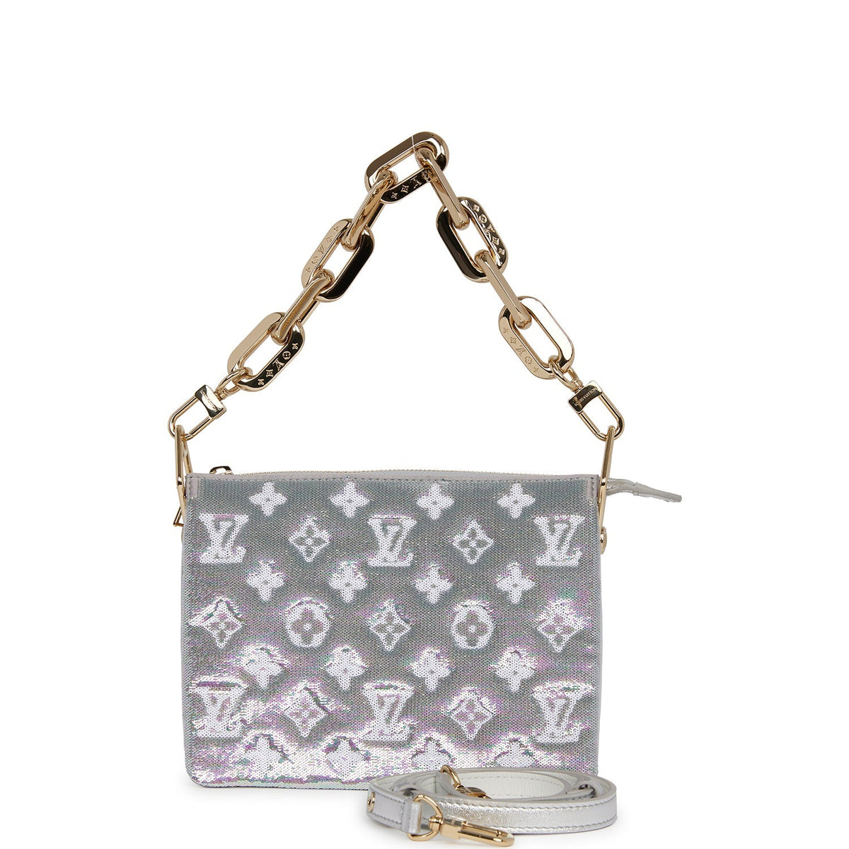 Louis Vuitton Silver Sequin Monogram Coussin BB