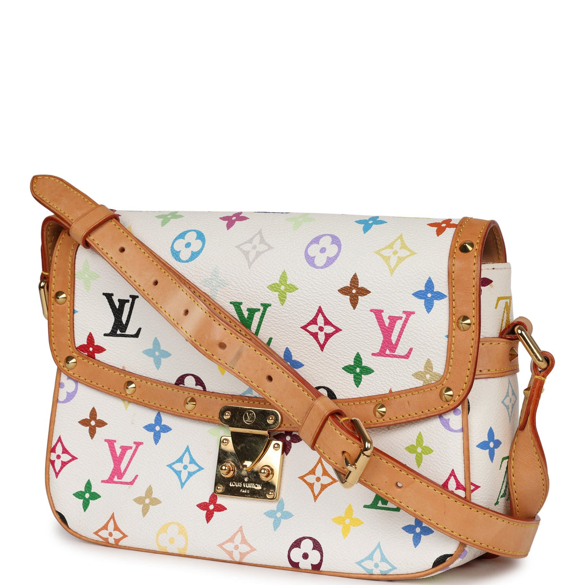 Vintage Louis Vuitton Sologne White Multicolor Canvas Gold Hardware
