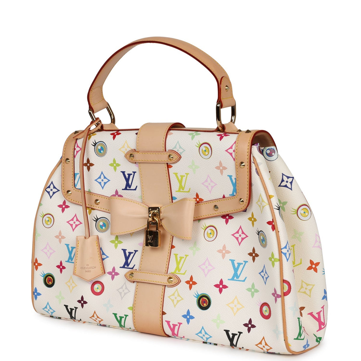 Vintage Louis Vuitton x Takashi Murakami Sac Retro GM White Multicolor Eye Love You Monogram Gold Hardware