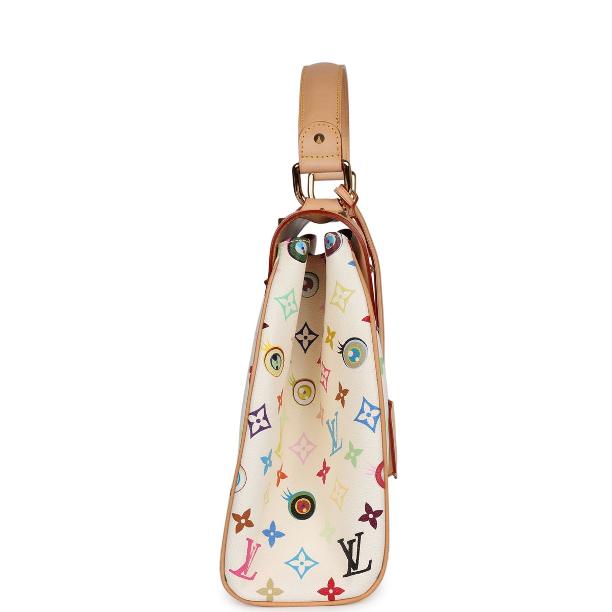 Vintage Louis Vuitton x Takashi Murakami Sac Retro GM White Multicolor Eye Love You Monogram Gold Hardware