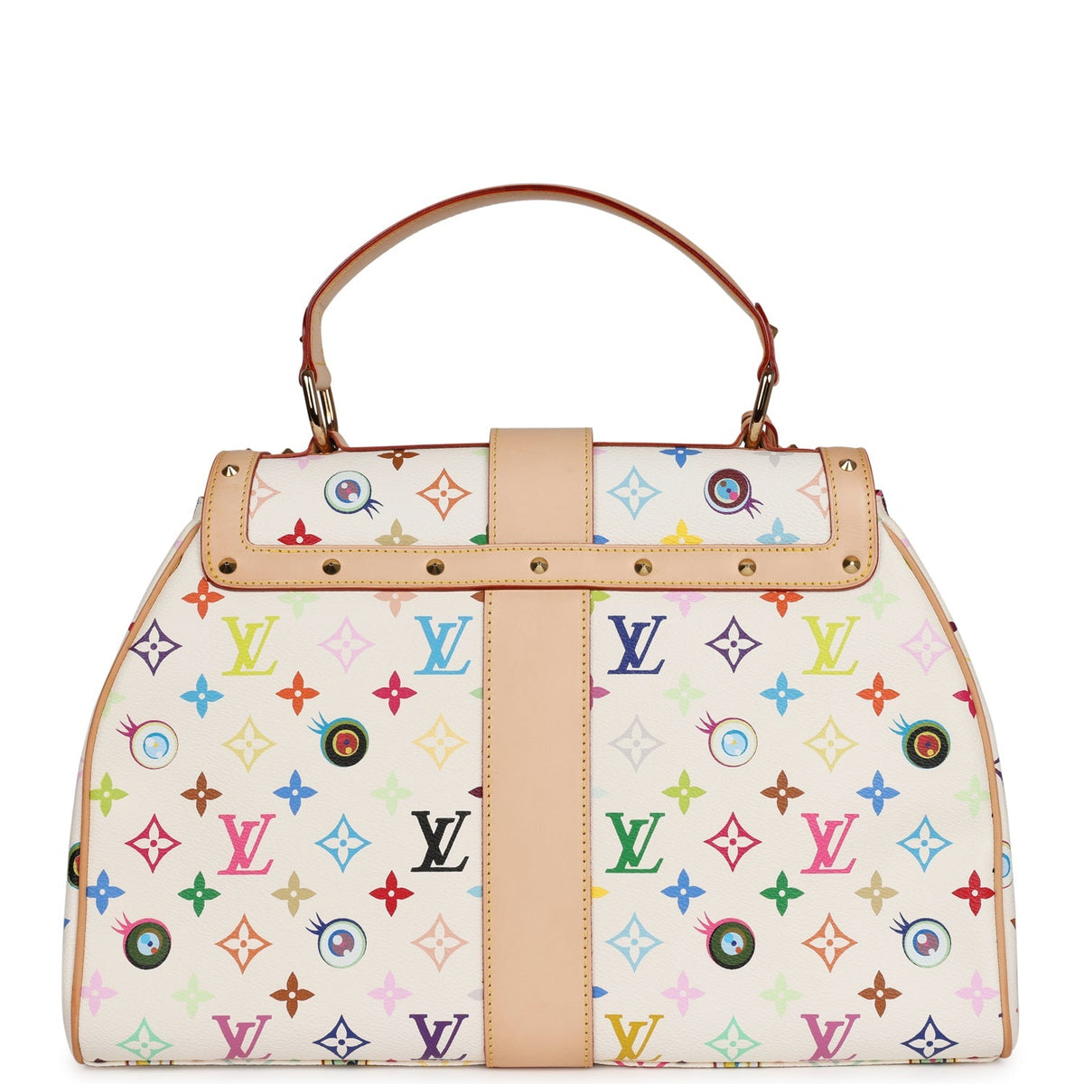 Vintage Louis Vuitton x Takashi Murakami Sac Retro GM White Multicolor Eye Love You Monogram Gold Hardware
