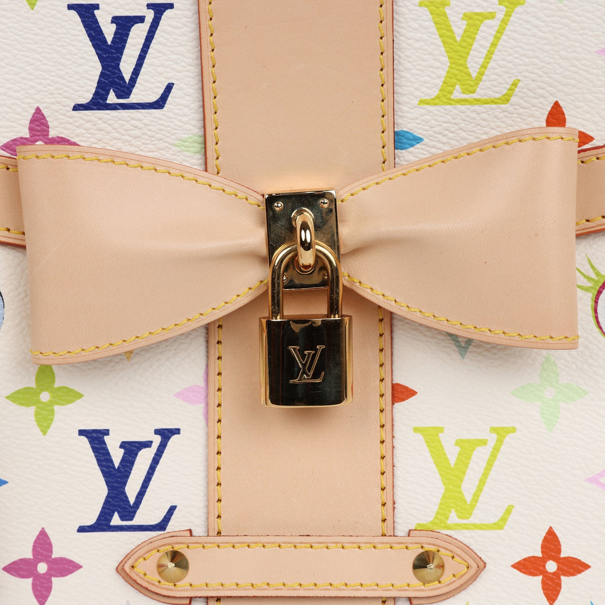 Vintage Louis Vuitton x Takashi Murakami Sac Retro GM White Multicolor Eye Love You Monogram Gold Hardware