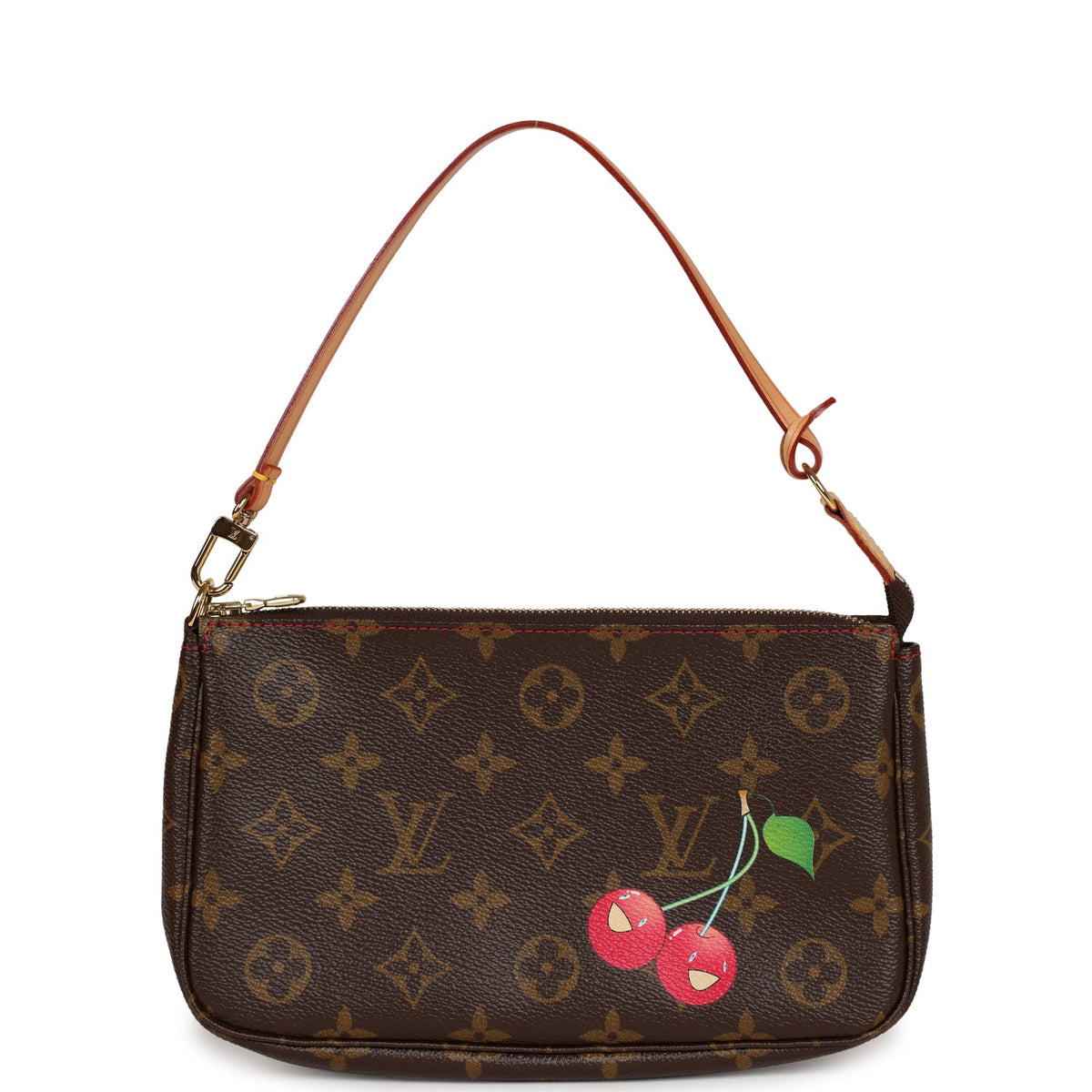 Vintage Louis Vuitton x Takashi Murakami Cerises Monogram Pochette Gold Hardware