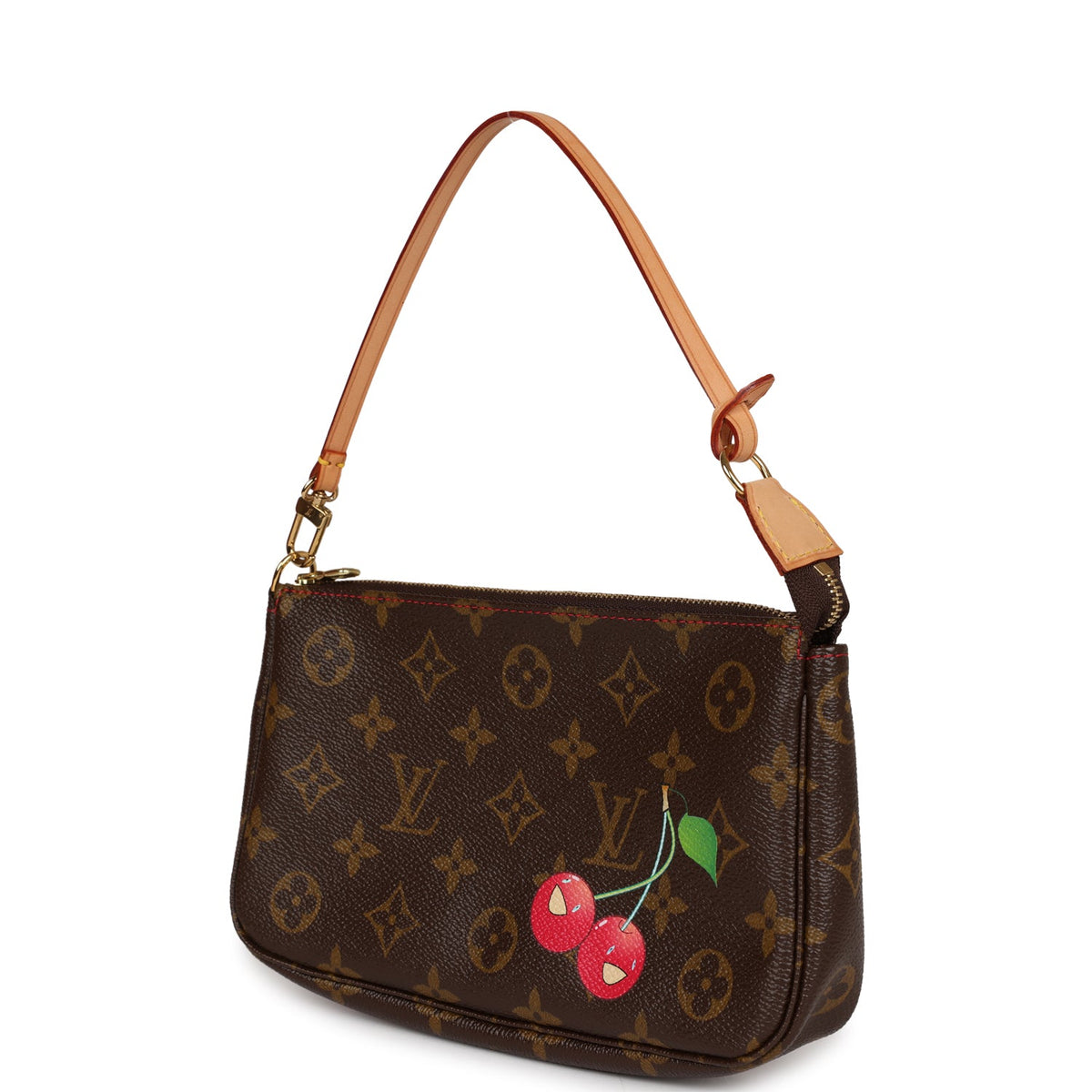Vintage Louis Vuitton x Takashi Murakami Cerises Monogram Pochette Gold Hardware