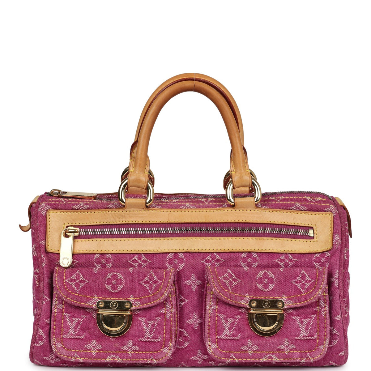 Vintage Louis Vuitton Neo Speedy Pink Denim Monogram Gold Hardware