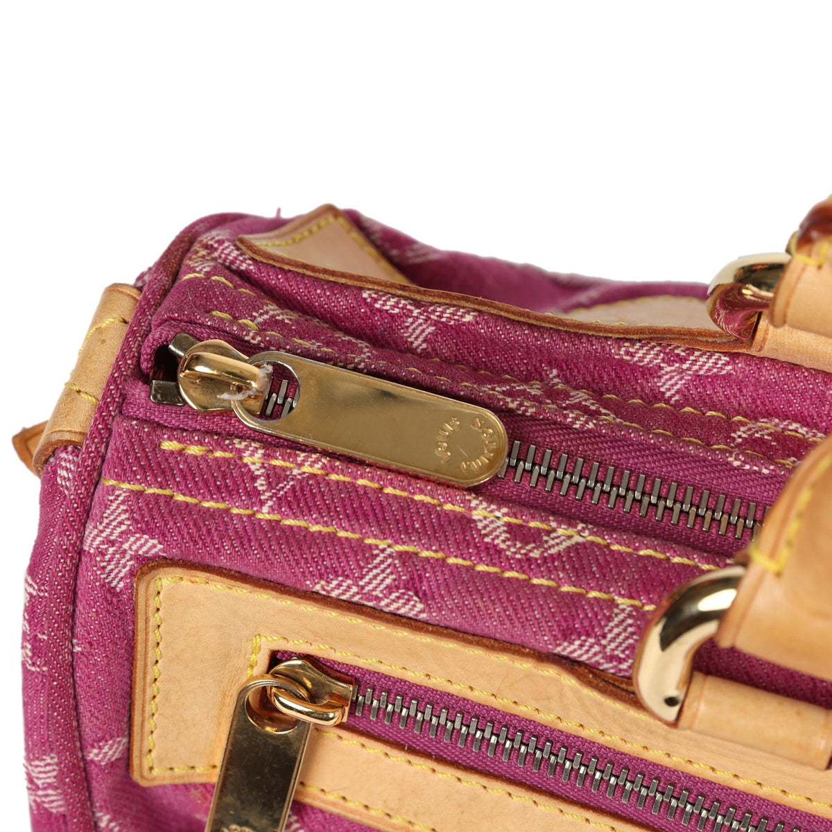 Vintage Louis Vuitton Neo Speedy Pink Denim Monogram Gold Hardware