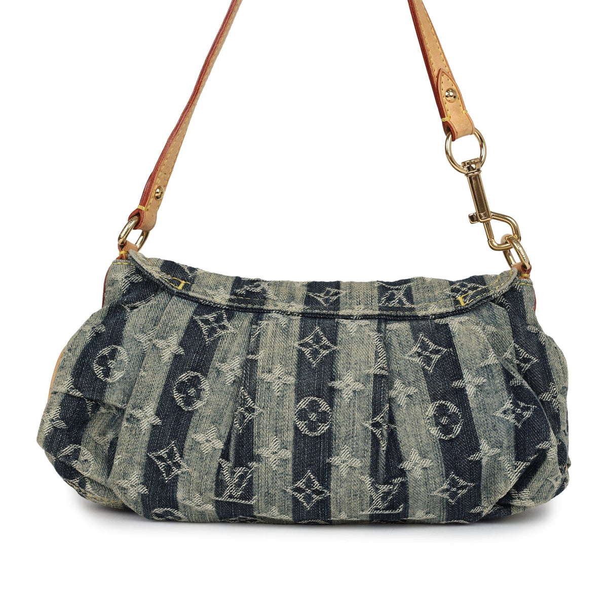 Vintage Louis Vuitton Mini Striped Pleaty Raye Blue Washed Monogram Denim Gold Hardware