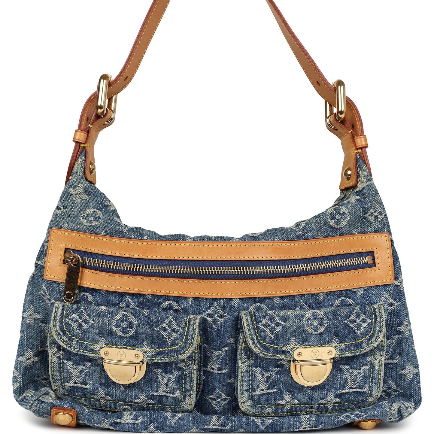 Louis Vuitton Baggy PM Blue Denim Monogram Gold Hardware