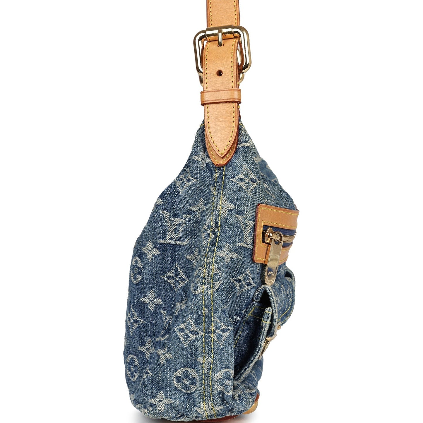 Louis Vuitton Baggy PM Blue Denim Monogram Gold Hardware