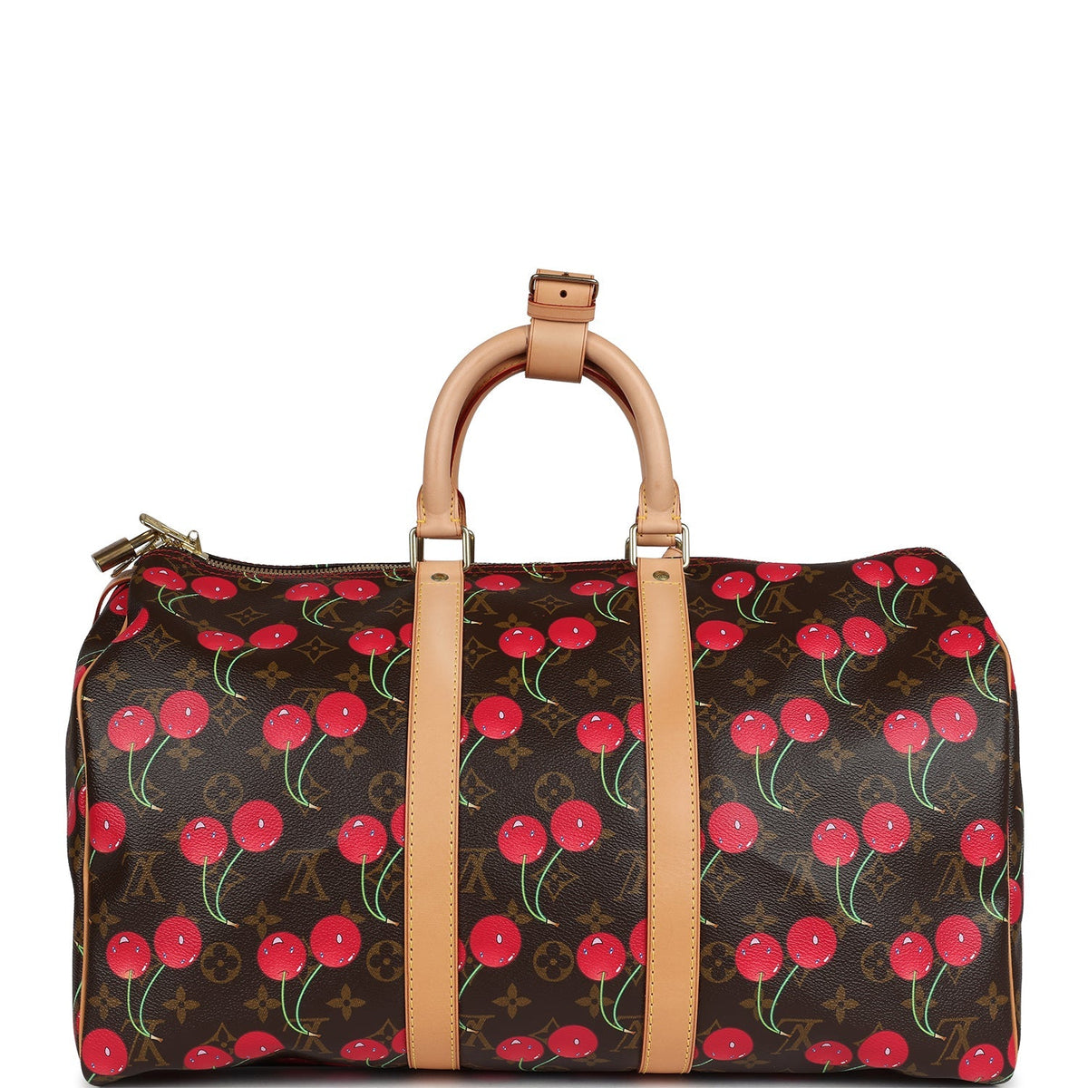 Vintage Louis Vuitton x Takashi Murakami Cerises Keepall 45 Monogram Cherry Gold Hardware