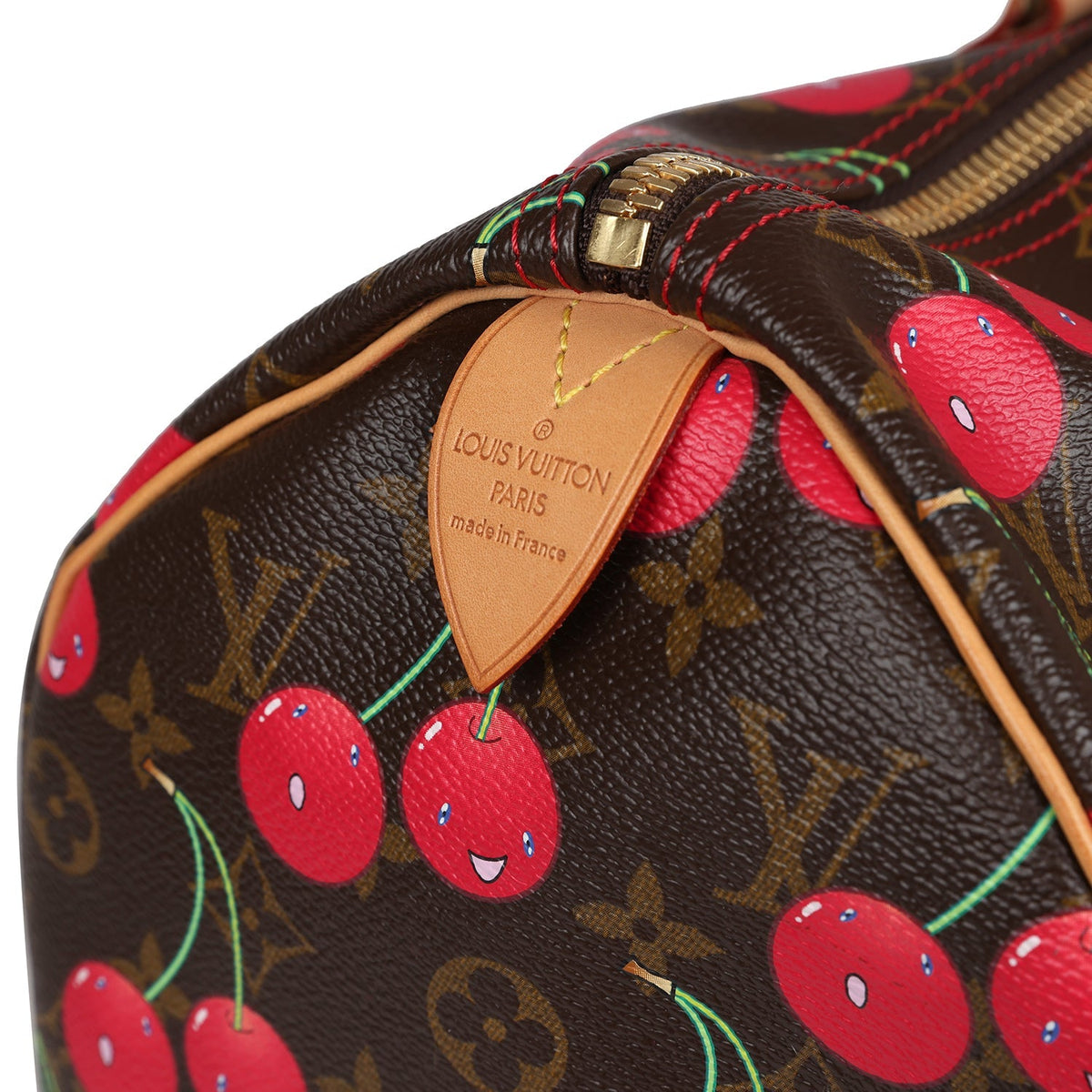 Vintage Louis Vuitton x Takashi Murakami Cerises Keepall 45 Monogram Cherry Gold Hardware