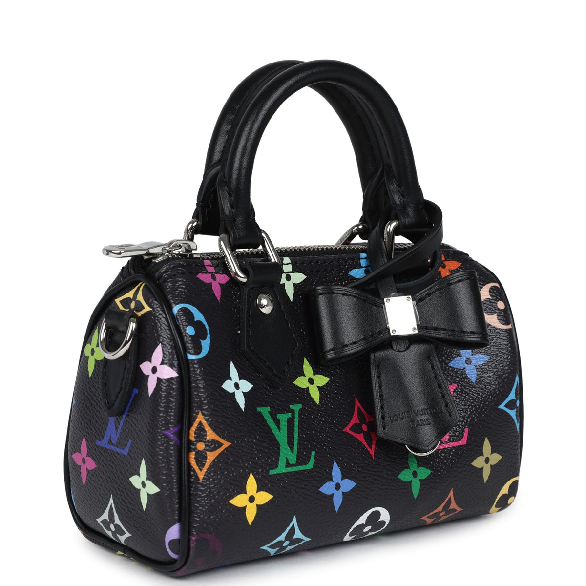 Louis Vuitton X Murakami Nano Speedy Bag Black Multicolor Monogram Gold Hardware
