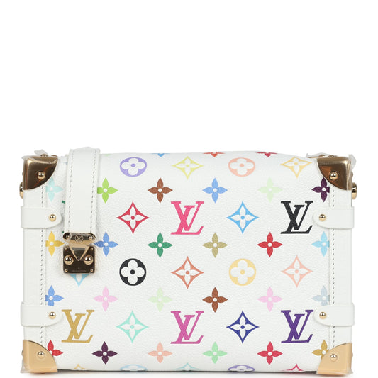 Vintage Louis Vuitton x Takashi Murakami Side Trunk MM White Monogram Multicolor Leather Gold Hardware