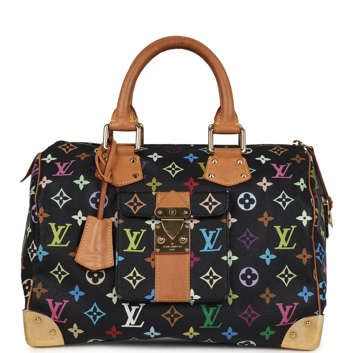 Vintage Louis Vuitton X Murakami Speedy 30 Black Multicolor Monogram Gold Hardware
