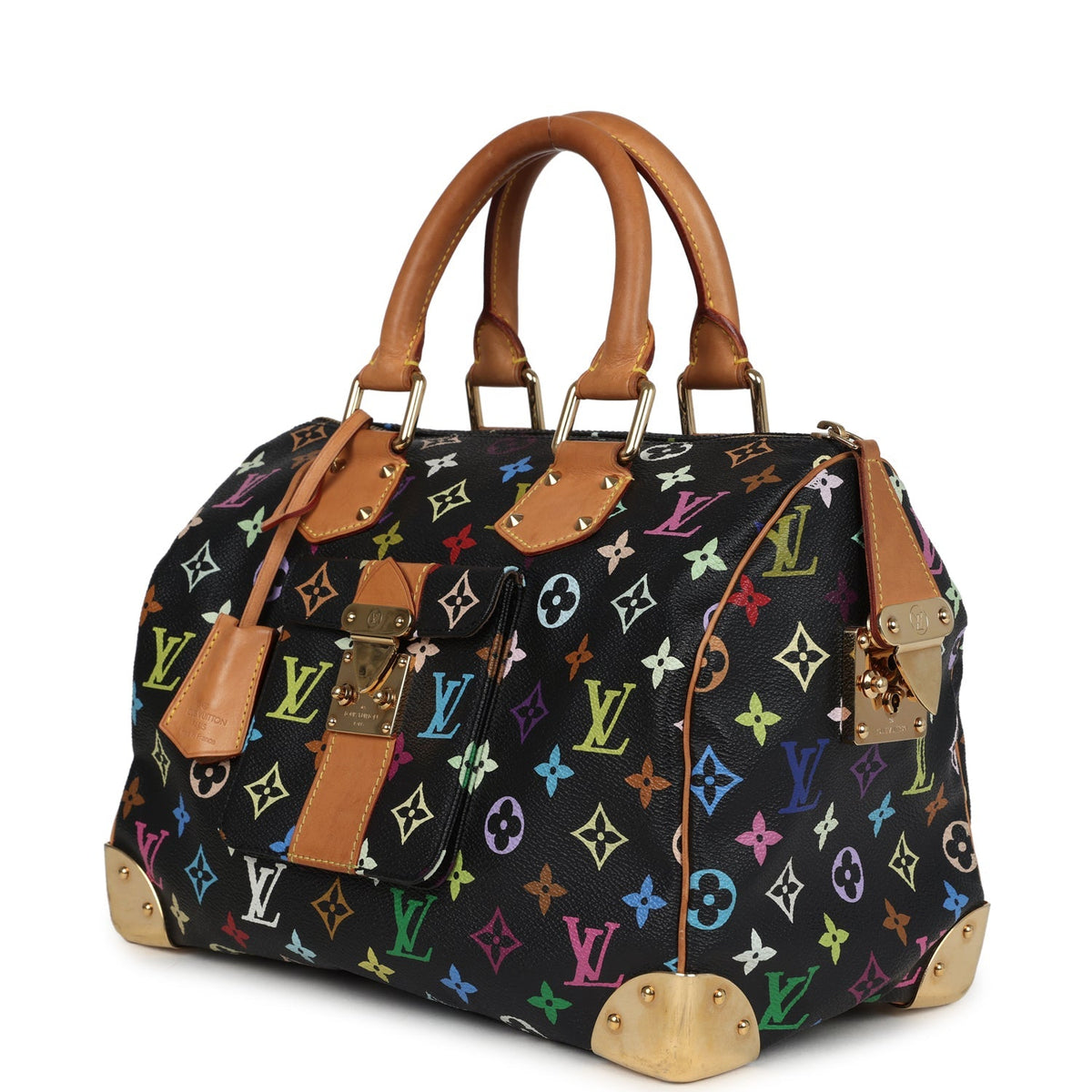 Vintage Louis Vuitton X Murakami Speedy 30 Black Multicolor Monogram Gold Hardware