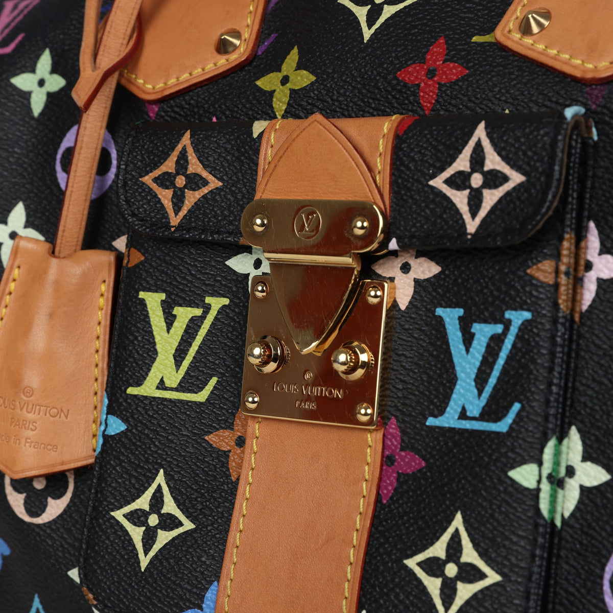 Vintage Louis Vuitton X Murakami Speedy 30 Black Multicolor Monogram Gold Hardware